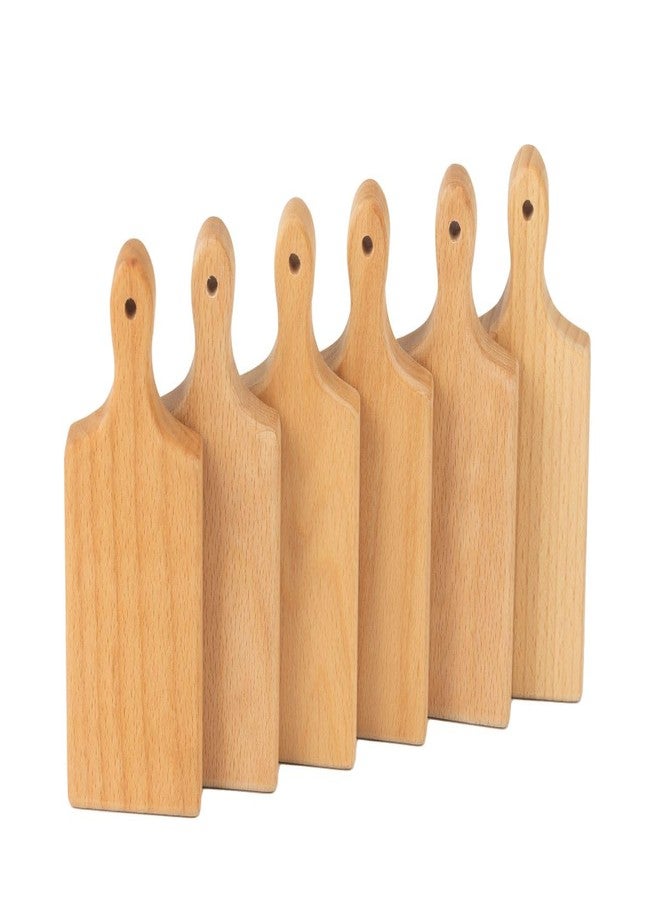 Woodla Mini Charcuterie Boards - 6-Pack Beech Wood 5.9″ × 2.75″ Personal Cheese & Dessert Paddles, Blank for Engraving or Painting - Image 3